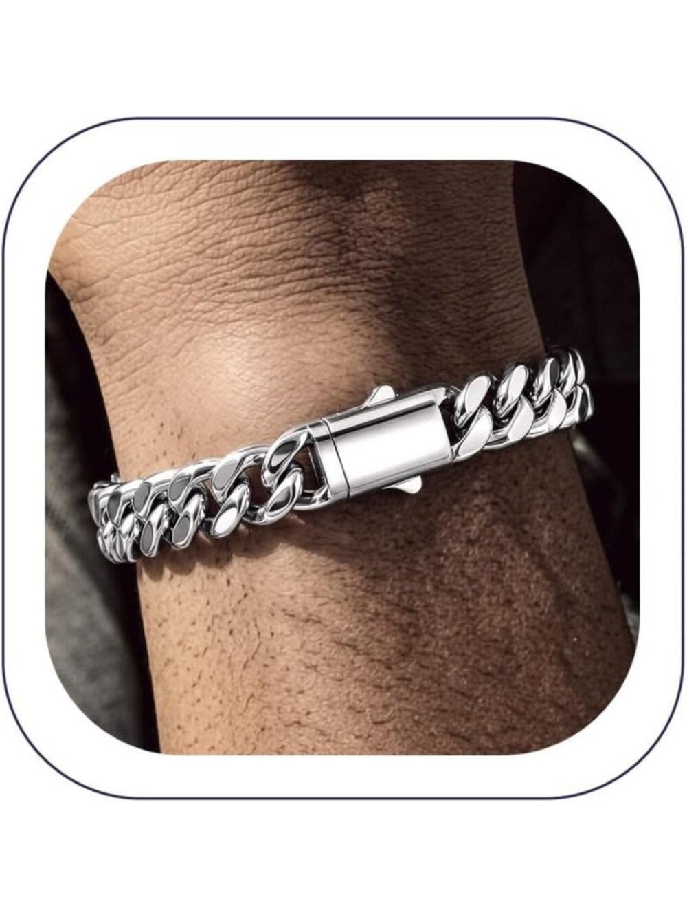 Timeless Polished Stainless Steel Miami Cuban Link Bracelet for Men - Stylish